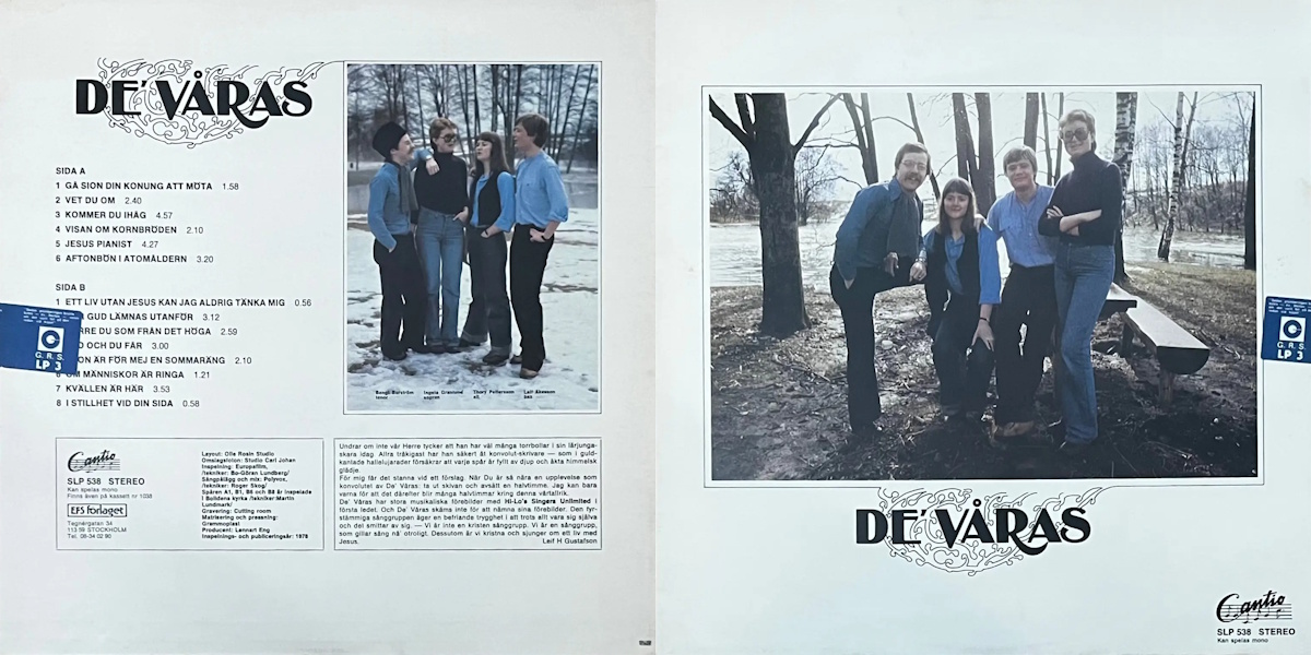 De' Våras - De' Våras (Cantio 1978) LP Back and Front Cover Art