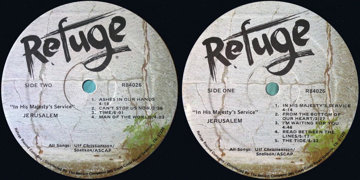 Jerusalem - In His Majesty's Service (Refuge Records 1985)