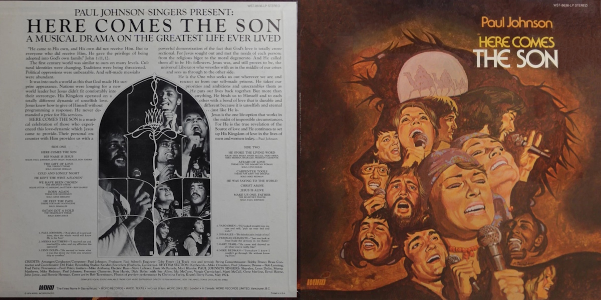 Paul Johnson Singers - Here Comes the Son (Word Records 1974) LP Back and Front Cover Art