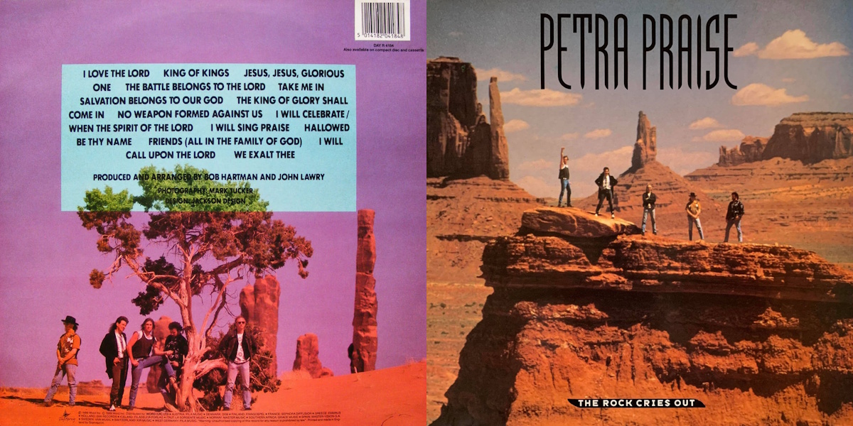 Petra - Petra Praise: The Rock Cries Out (DaySpring Records 1989) LP Back and Front Cover Artwork