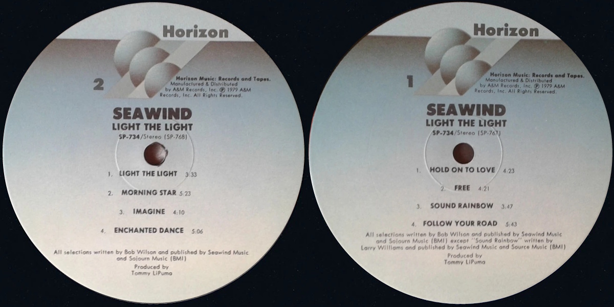 Seawind - Light the Light (Horizon 1979) LP labels, Side2 and Side1
