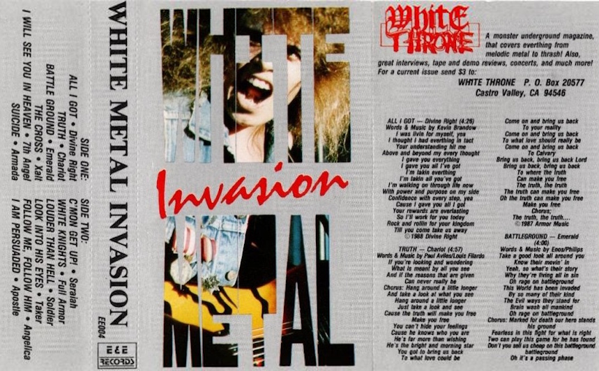 Various Artists - White Metal Invasion (E & E Records 1989) cassette inlay