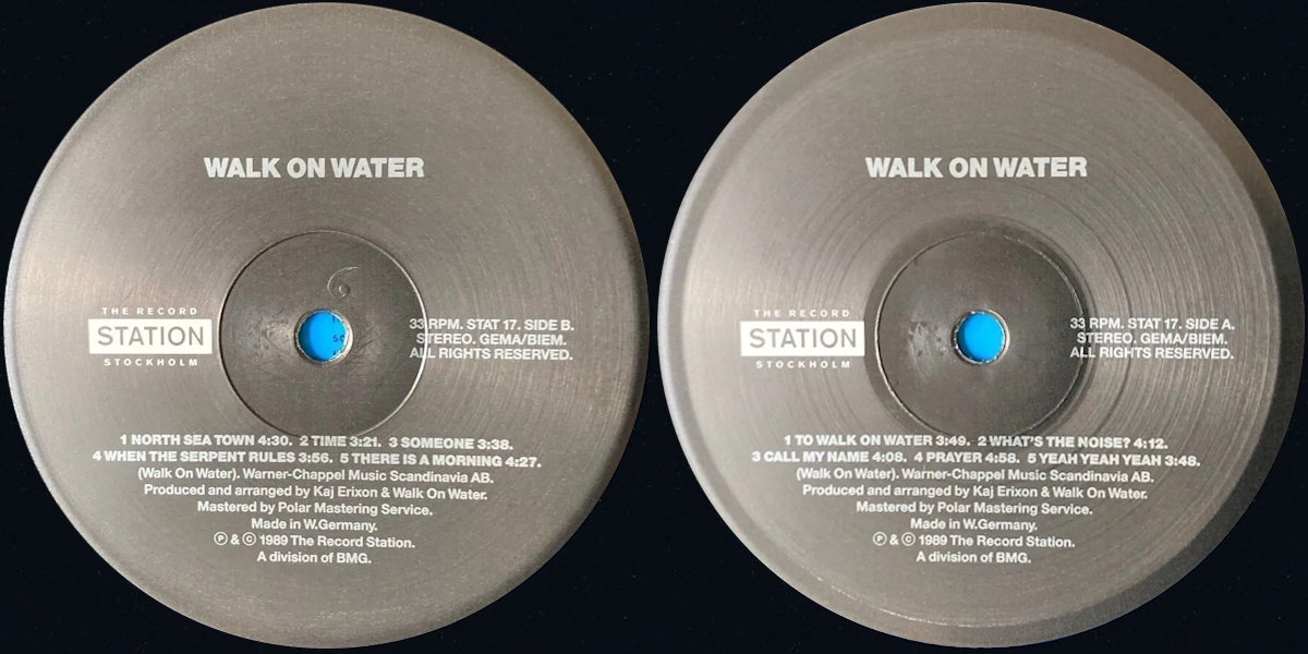 Walk On Water - Walk On Water (The Record Station 1989) LP labels, Side2 and Side1