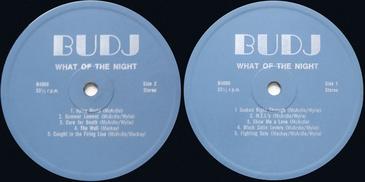 What of the Night - What of the Night (Budj Records 1979) LP labels, Side2 and Side1